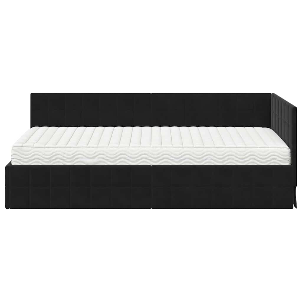 Hoekbedframe met Matras met hoofdeinde 2 pcs Zwart Fluweel
