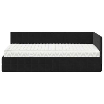 Hoekbedframe met Matras met hoofdeinde 2 pcs Zwart Fluweel