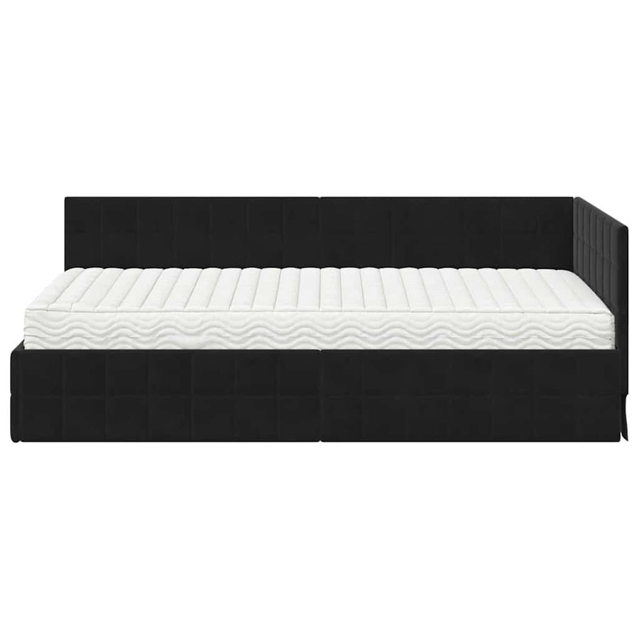 Hoekbedframe met Matras met hoofdeinde 2 pcs Zwart Fluweel
