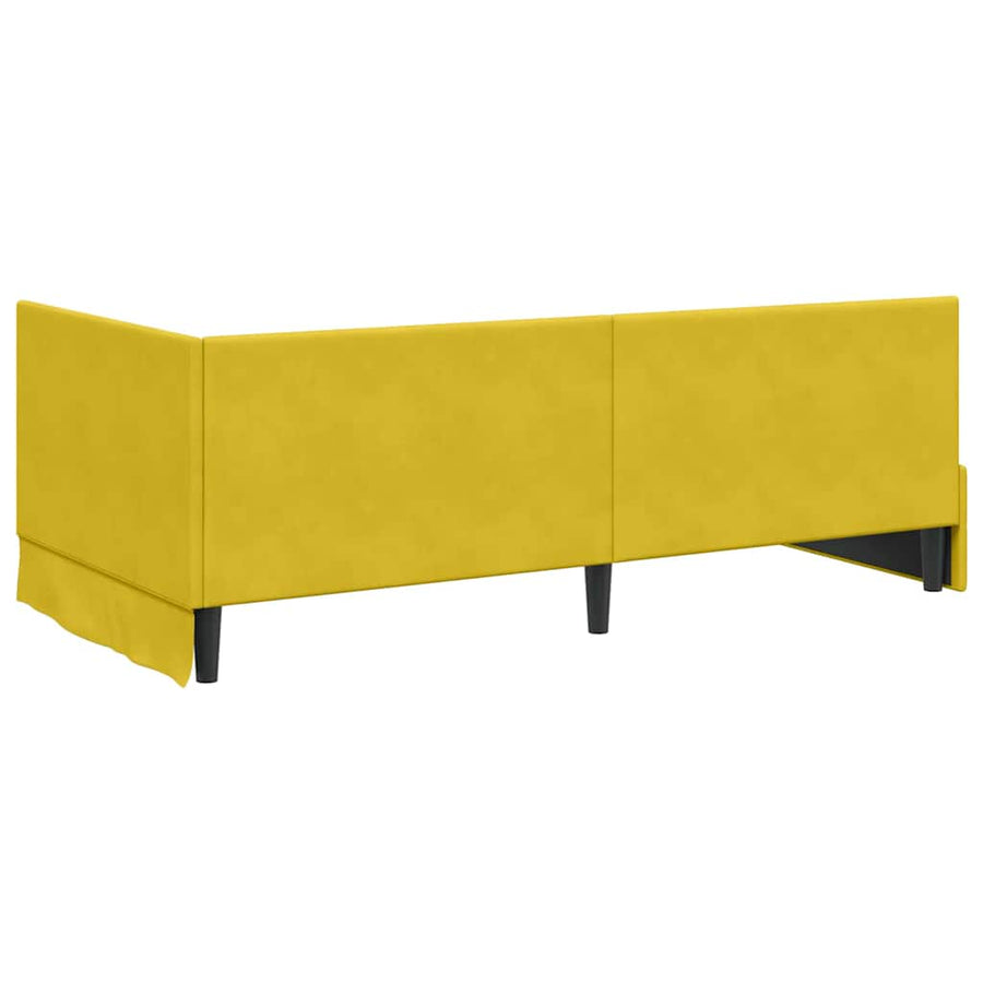 Hoekbedframe met Matras met hoofdeinde 2 pcs Geel Fluweel