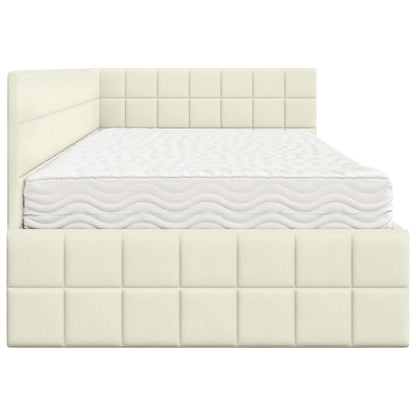 Hoekbedframe met Matras met hoofdeinde 2 pcs Crème Fluweel