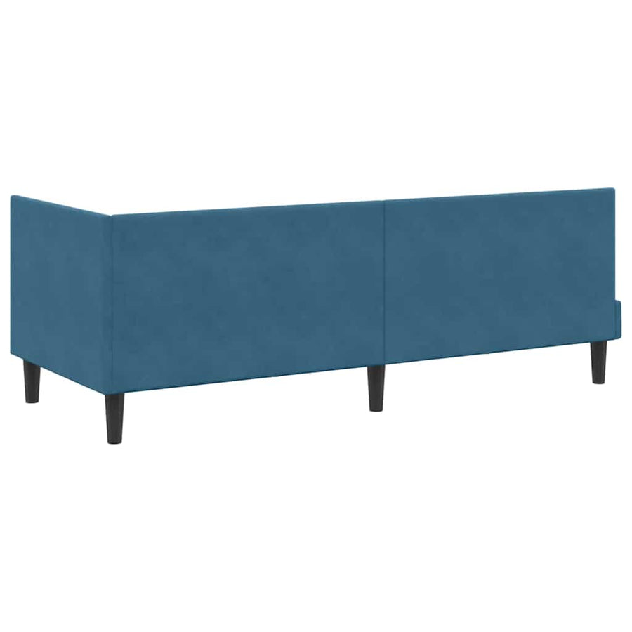 Hoekbedframe met Matras met hoofdeinde 2 pcs Blauw Fluweel