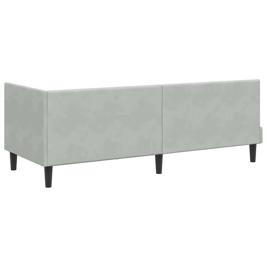 Hoekbedframe met Matras met hoofdeinde 2 pcs Lichtgrijs Fluweel