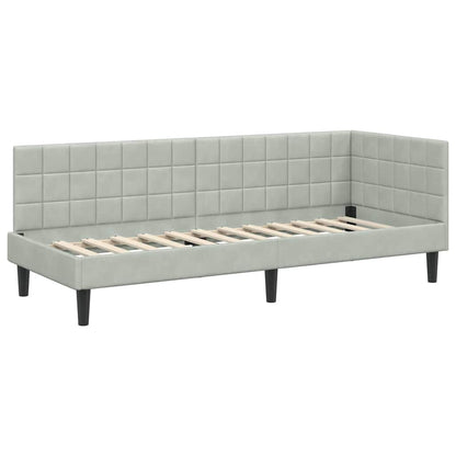 Hoekbedframe met Matras met hoofdeinde 2 pcs Lichtgrijs Fluweel