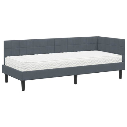 Hoekbedframe met Matras met hoofdeinde 2 pcs Grijs Fluweel