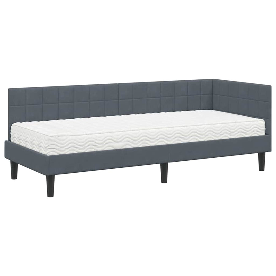 Hoekbedframe met Matras met hoofdeinde 2 pcs Grijs Fluweel