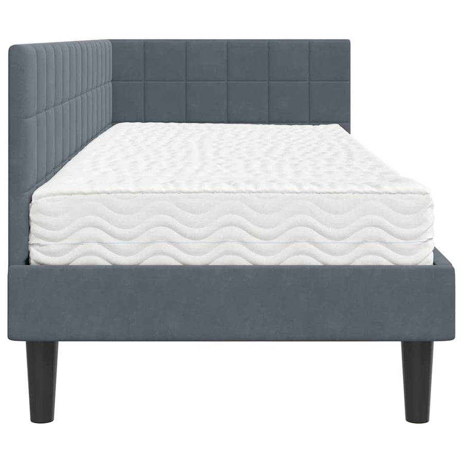 Hoekbedframe met Matras met hoofdeinde 2 pcs Grijs Fluweel