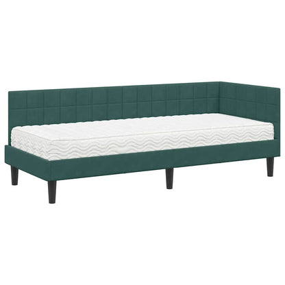 Hoekbedframe met Matras met hoofdeinde 2 pcs Groen Fluweel