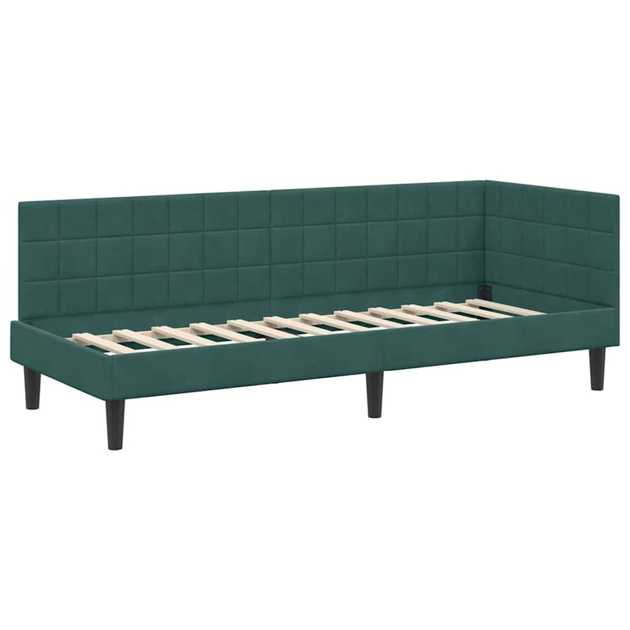 Hoekbedframe met Matras met hoofdeinde 2 pcs Groen Fluweel