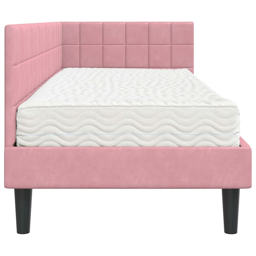 Hoekbedframe met Matras met hoofdeinde 2 pcs Grijs Fluweel