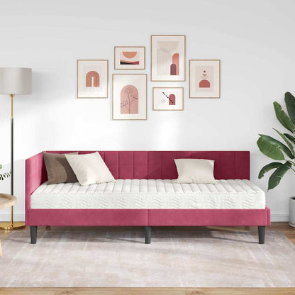 Hoekbedframe met Matras met hoofdeinde 2 pcs Groen Fluweel