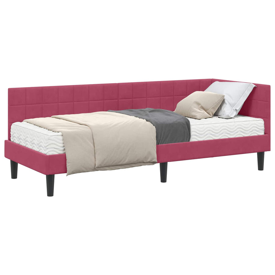 Hoekbedframe met Matras met hoofdeinde 2 pcs Groen Fluweel