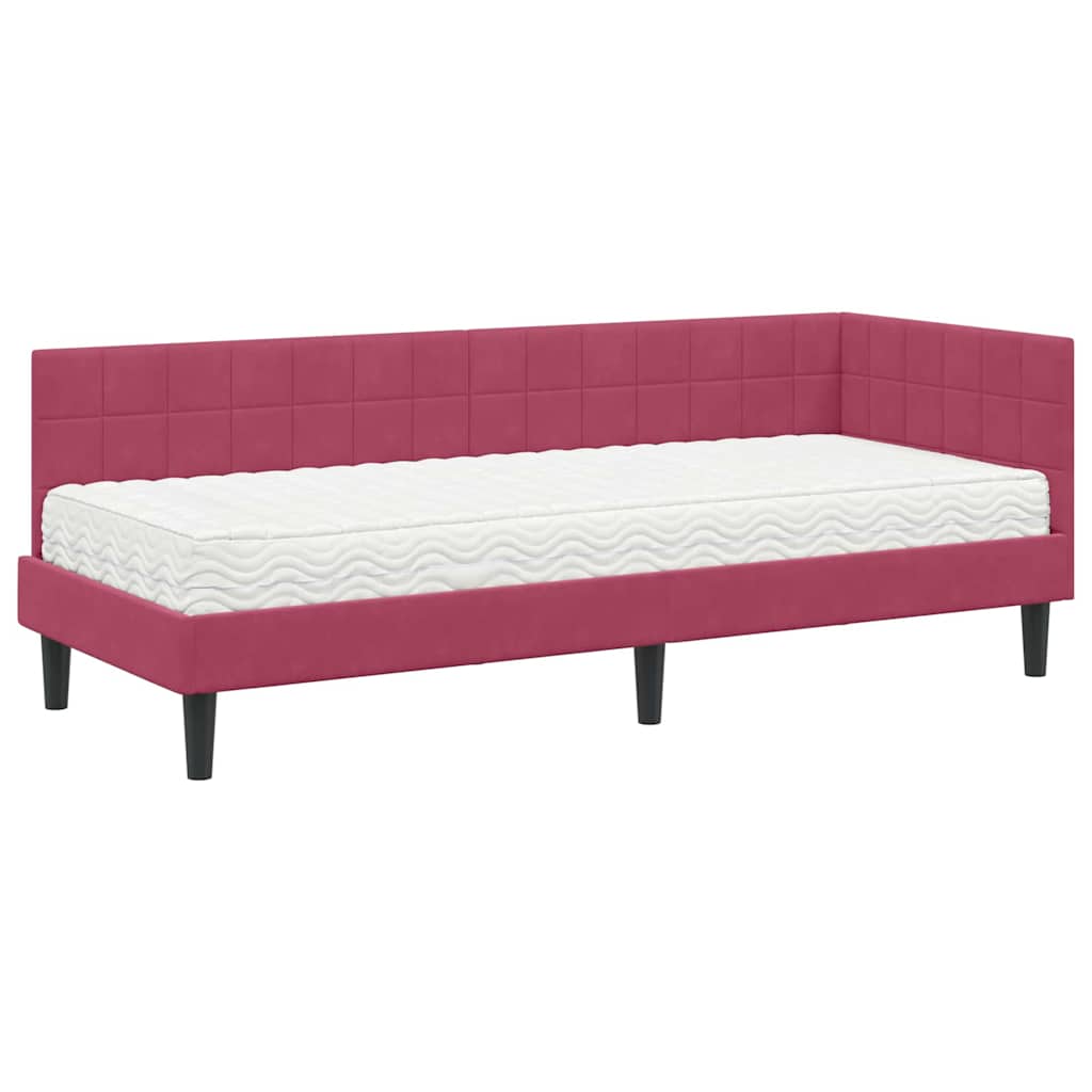 Hoekbedframe met Matras met hoofdeinde 2 pcs Groen Fluweel