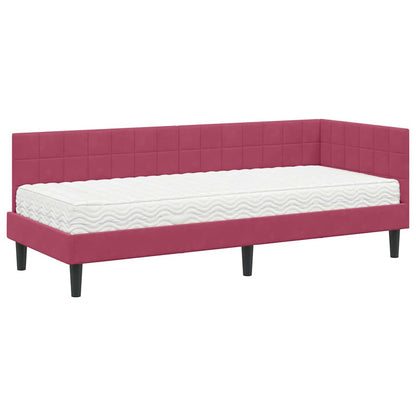 Hoekbedframe met Matras met hoofdeinde 2 pcs Groen Fluweel