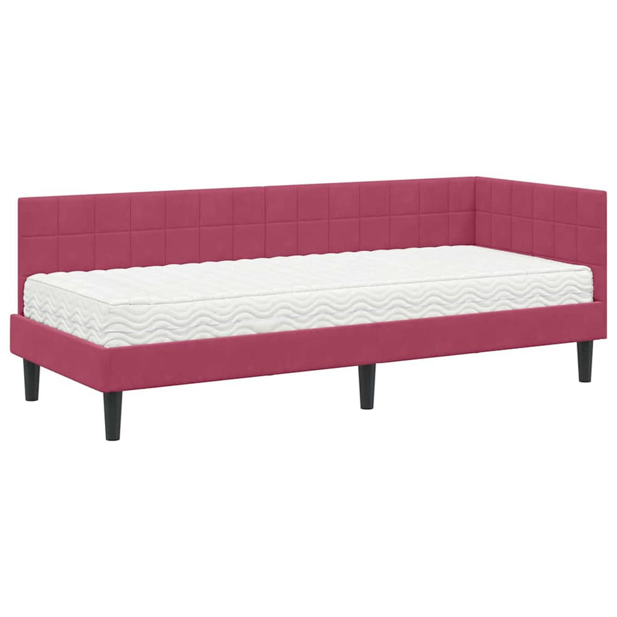 Hoekbedframe met Matras met hoofdeinde 2 pcs Groen Fluweel