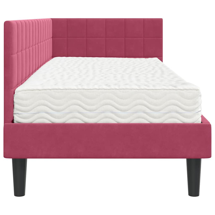 Hoekbedframe met Matras met hoofdeinde 2 pcs Groen Fluweel