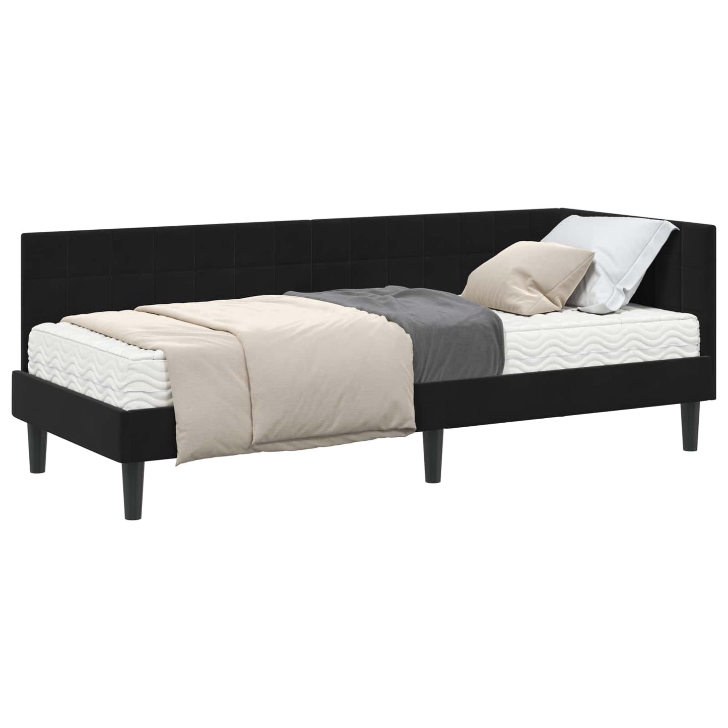 Hoekbedframe met Matras met hoofdeinde 2 pcs Zwart Fluweel