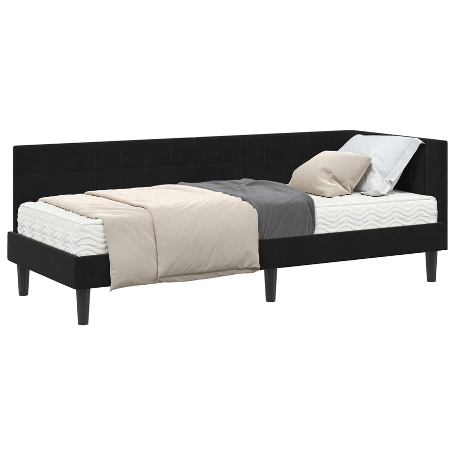 Hoekbedframe met Matras met hoofdeinde 2 pcs Zwart Fluweel