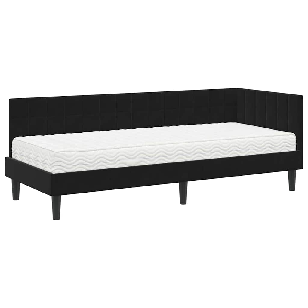 Hoekbedframe met Matras met hoofdeinde 2 pcs Zwart Fluweel