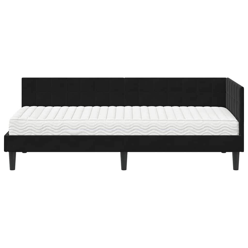 Hoekbedframe met Matras met hoofdeinde 2 pcs Zwart Fluweel