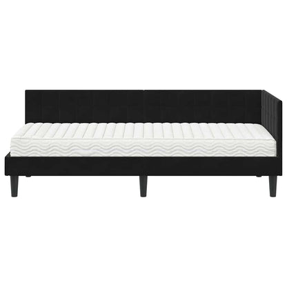 Hoekbedframe met Matras met hoofdeinde 2 pcs Zwart Fluweel