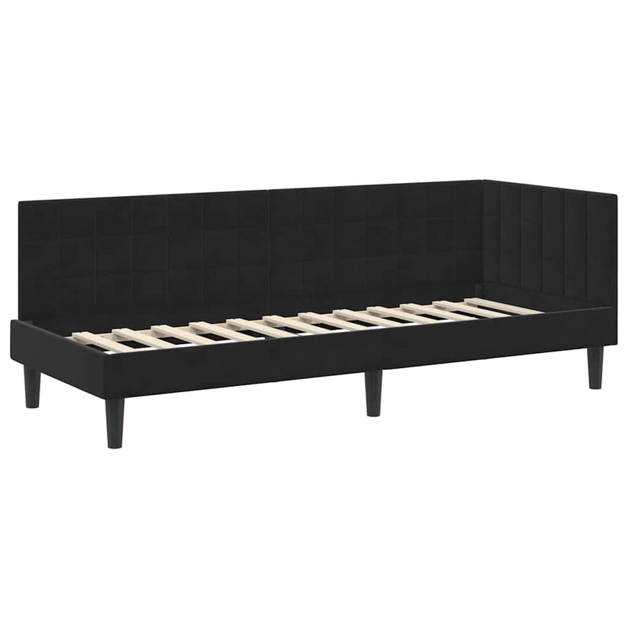 Hoekbedframe met Matras met hoofdeinde 2 pcs Zwart Fluweel