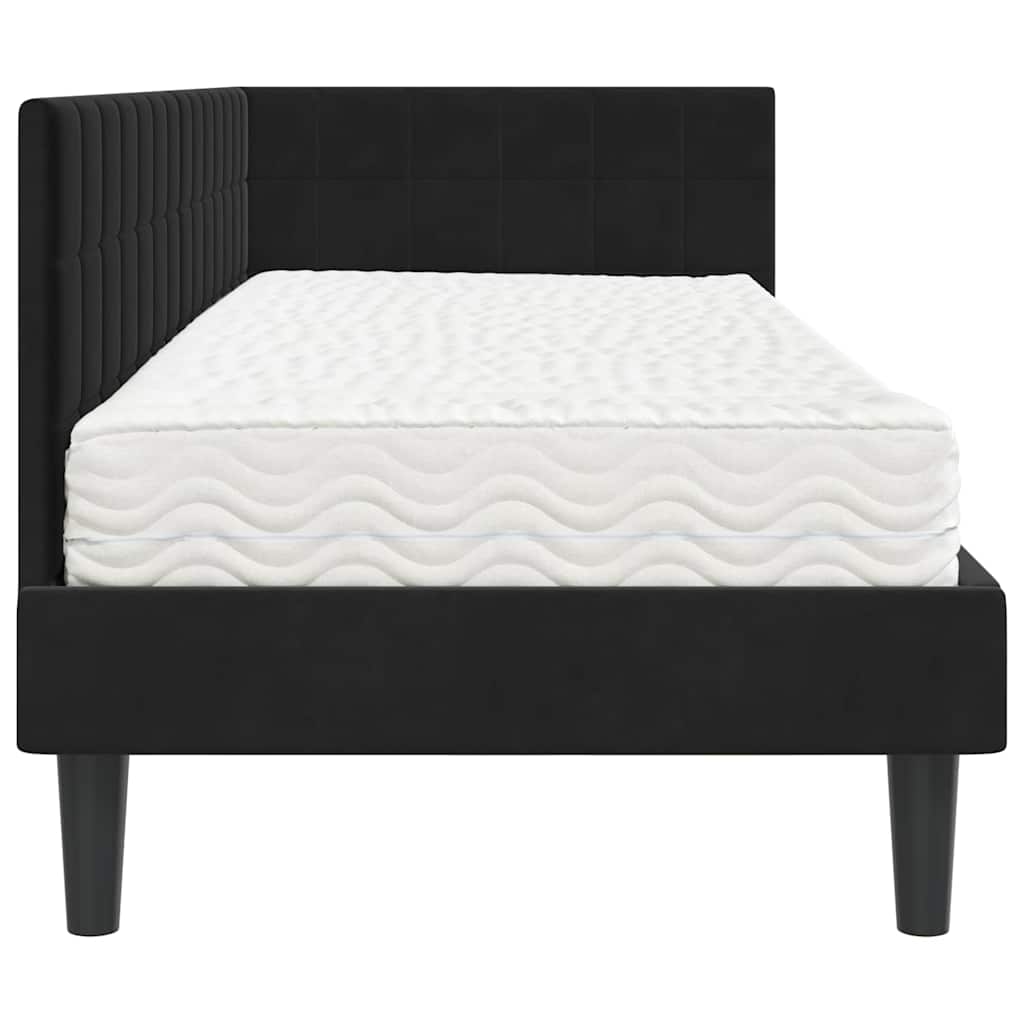 Hoekbedframe met Matras met hoofdeinde 2 pcs Zwart Fluweel