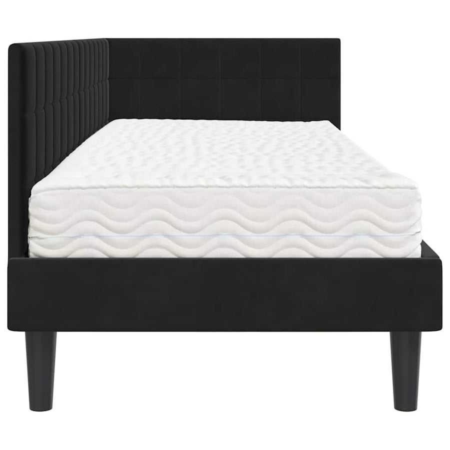 Hoekbedframe met Matras met hoofdeinde 2 pcs Zwart Fluweel