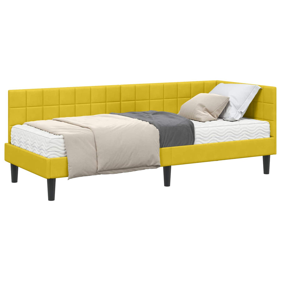 Hoekbedframe met Matras met hoofdeinde 2 pcs Geel Fluweel