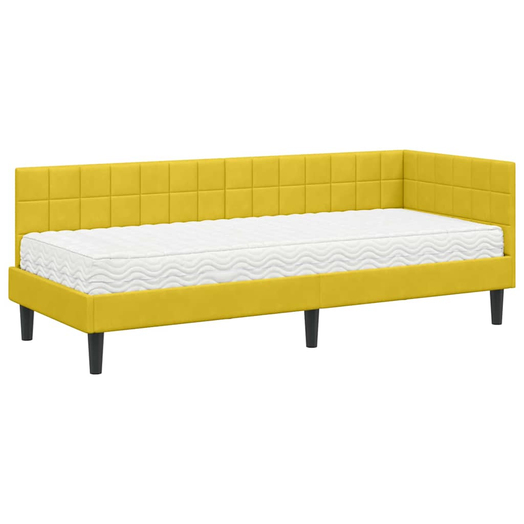 Hoekbedframe met Matras met hoofdeinde 2 pcs Geel Fluweel