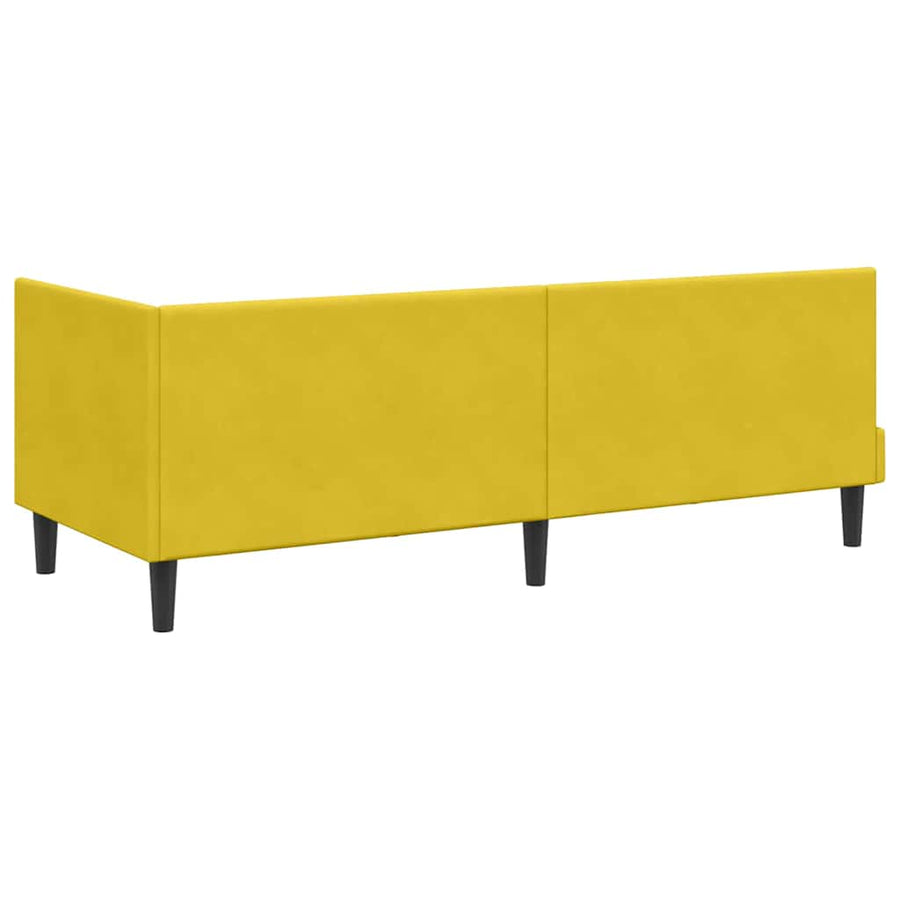 Hoekbedframe met Matras met hoofdeinde 2 pcs Geel Fluweel