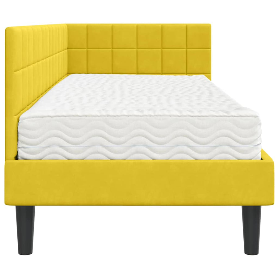 Hoekbedframe met Matras met hoofdeinde 2 pcs Geel Fluweel