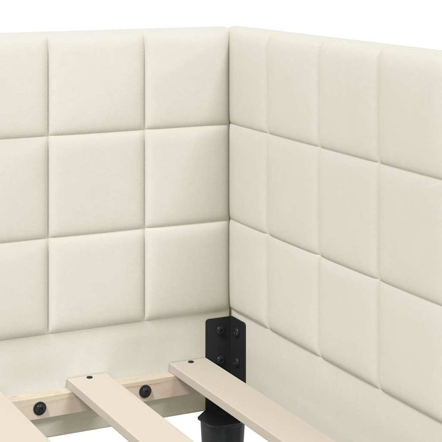 Hoekbedframe met Matras met hoofdeinde 2 pcs Crème Fluweel