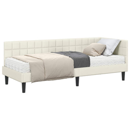 Hoekbedframe met Matras met hoofdeinde 2 pcs Crème Fluweel
