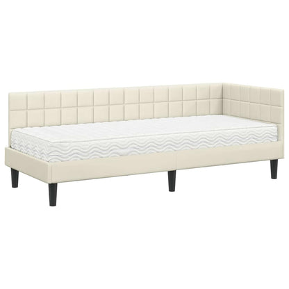 Hoekbedframe met Matras met hoofdeinde 2 pcs Crème Fluweel
