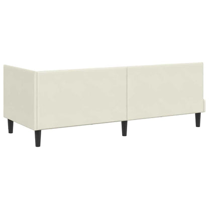 Hoekbedframe met Matras met hoofdeinde 2 pcs Crème Fluweel