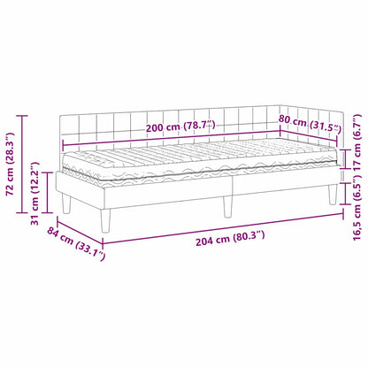 Hoekbedframe met Matras met hoofdeinde 2 pcs Crème Fluweel