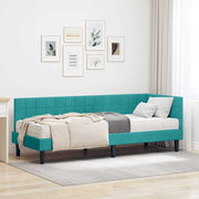 Hoekbedframe met matras 204x84x72 cm turquoise fluweel