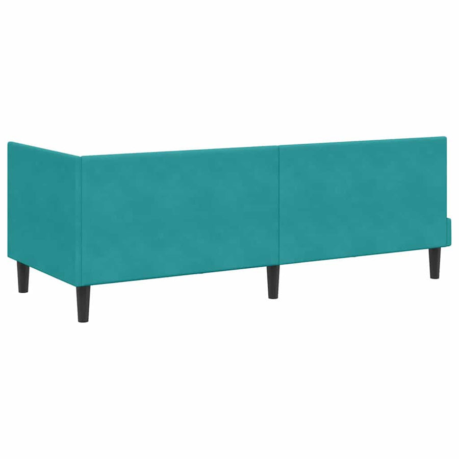 Hoekbedframe met Matras met hoofdeinde 2 pcs Turquoise Fluweel