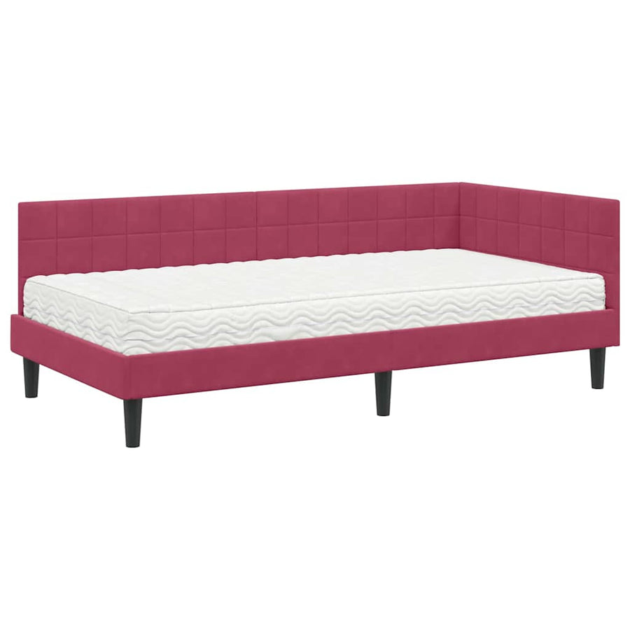 Hoekbedframe met Matras met hoofdeinde 2 pcs Groen Fluweel