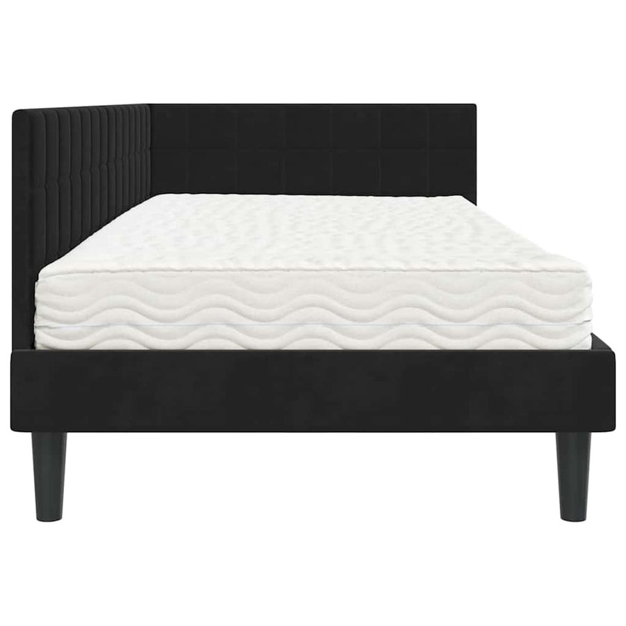 Hoekbedframe met Matras met hoofdeinde 2 pcs Zwart Fluweel