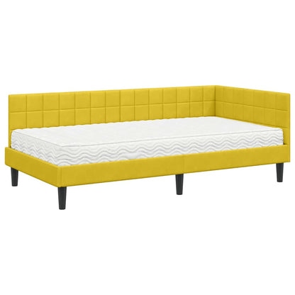 Hoekbedframe met Matras met hoofdeinde 2 pcs Geel Fluweel