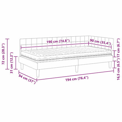 Hoekbedframe met Matras met hoofdeinde 2 pcs Geel Fluweel