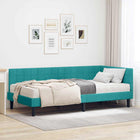 Corner Bed Frame with Mattress Turquoise 90 x 190 cm Velvet