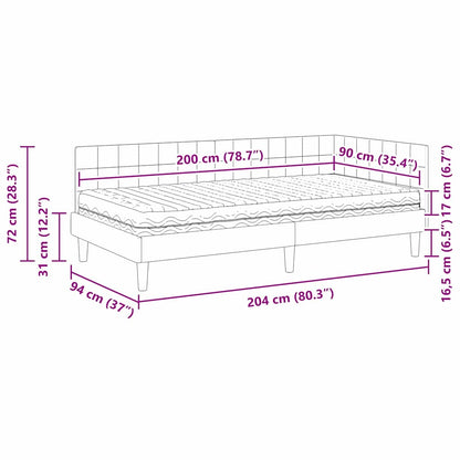 Hoekbedframe met Matras met hoofdeinde 2 pcs Lichtgrijs Fluweel