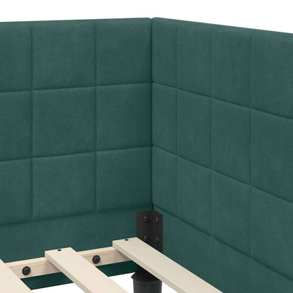Hoekbedframe met Matras met hoofdeinde 2 pcs Groen Fluweel