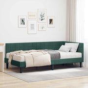 Hoekbedframe met matras 204x94x72 cm groen fluweel