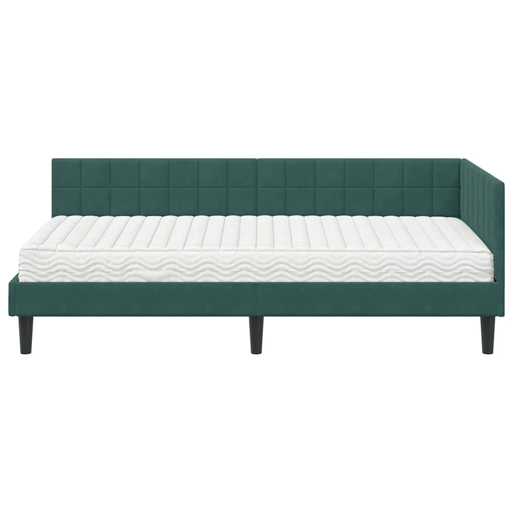 Hoekbedframe met Matras met hoofdeinde 2 pcs Groen Fluweel
