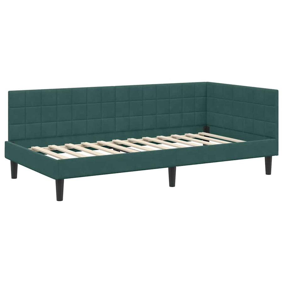 Hoekbedframe met Matras met hoofdeinde 2 pcs Groen Fluweel