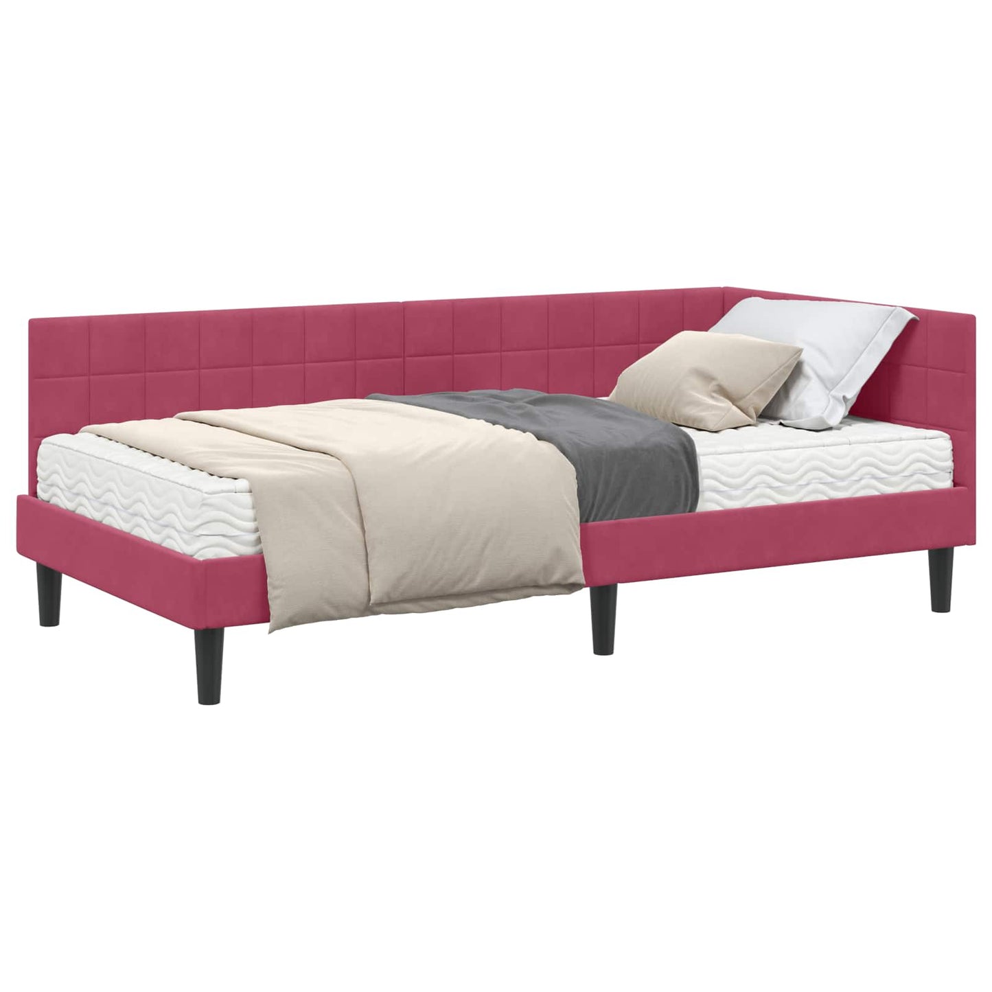 Hoekbedframe met Matras met hoofdeinde 2 pcs Groen Fluweel